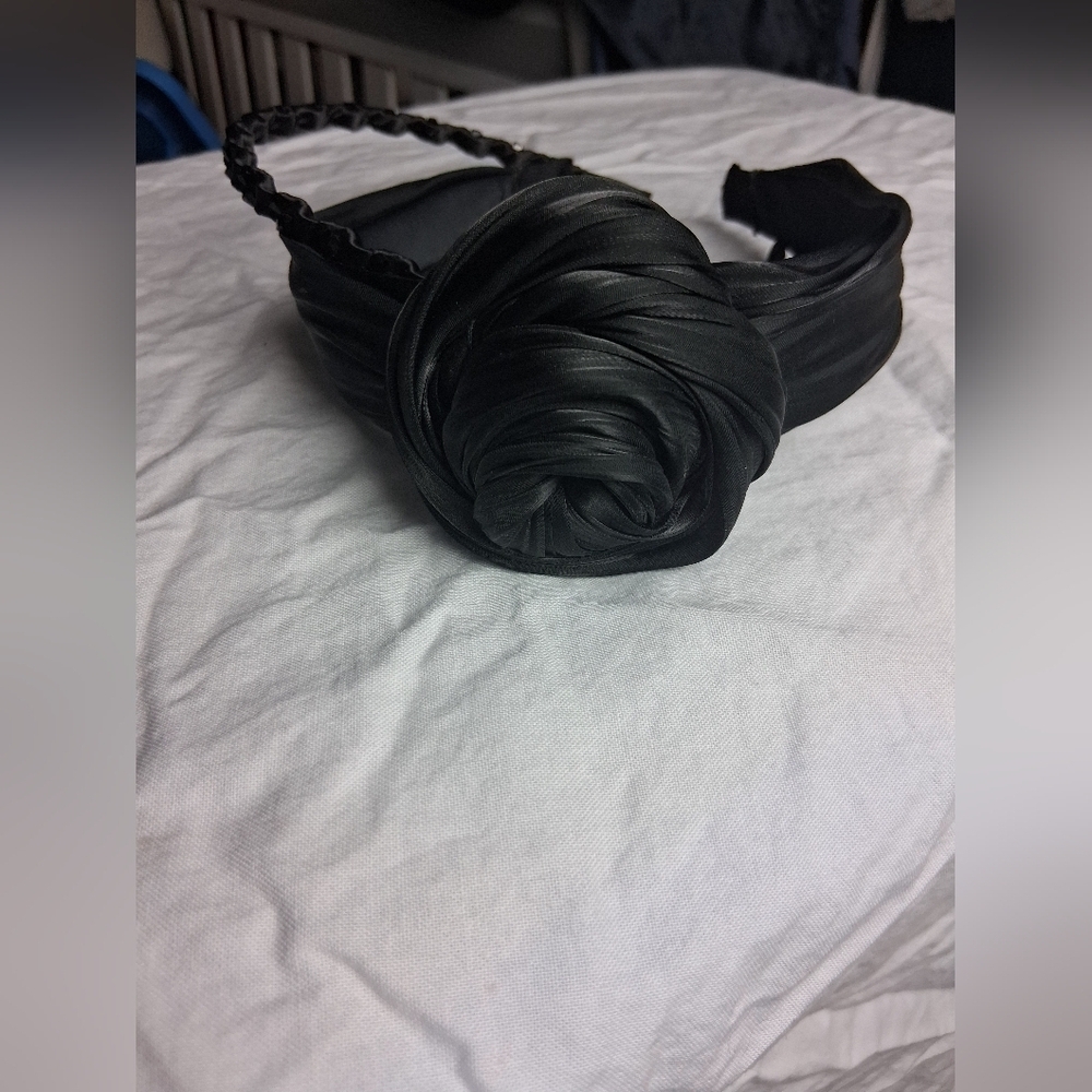 Headband Set Womens Black Satin Set